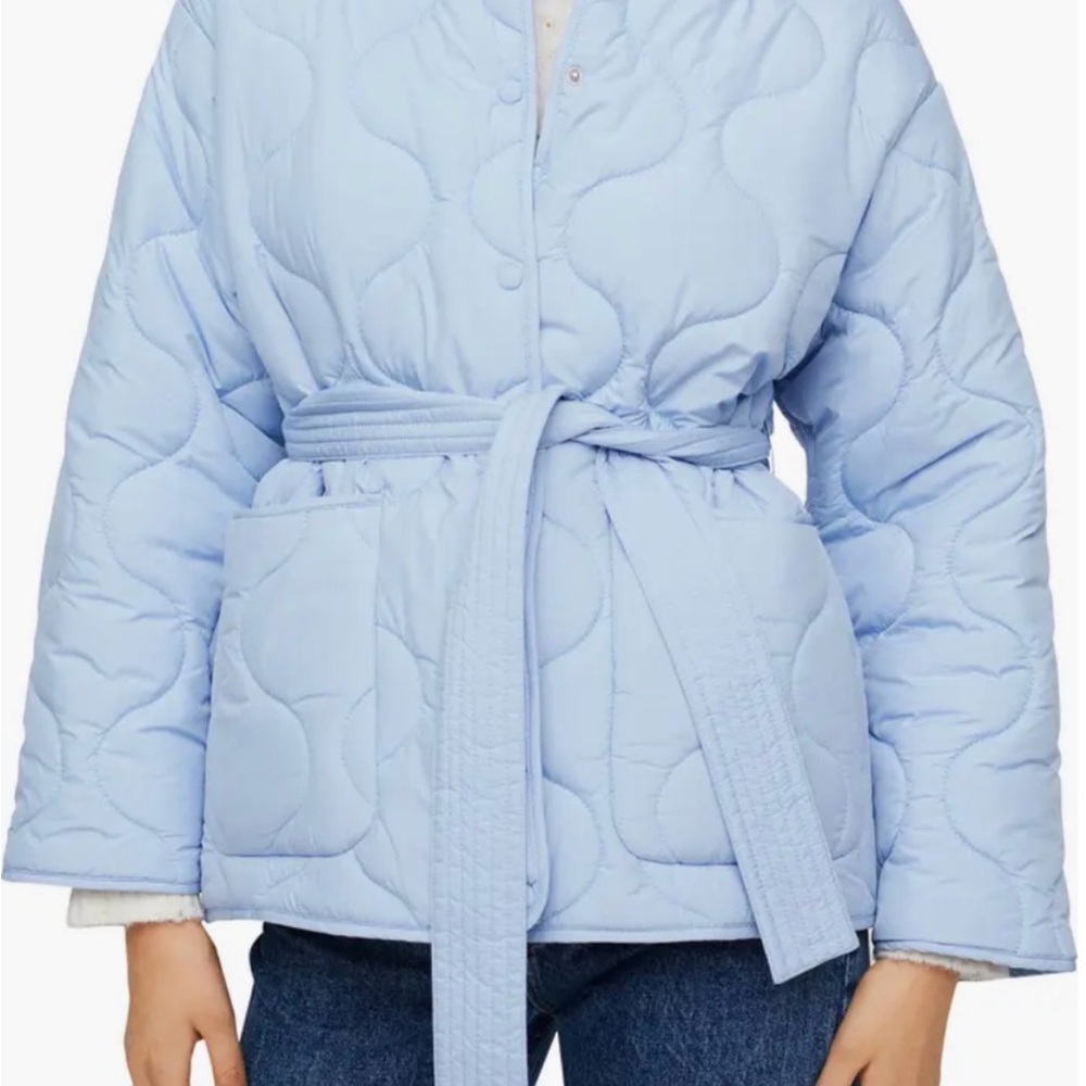 Mango Sky Blue Quilted Jacket